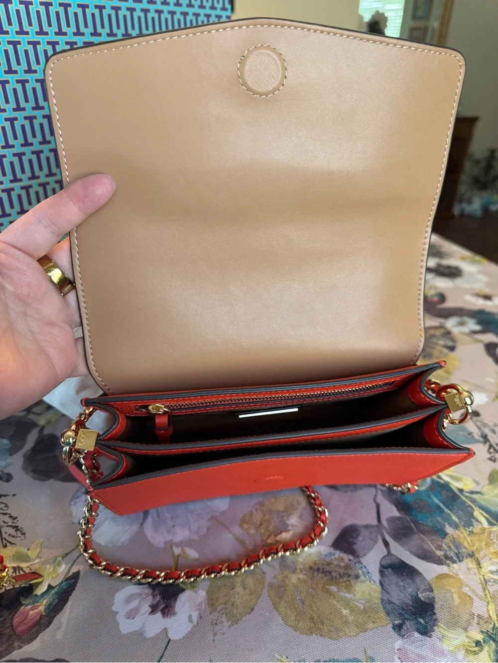 Tory Burch Poppy Crossbody Bag with Chain Strap and matching billfold/wallet